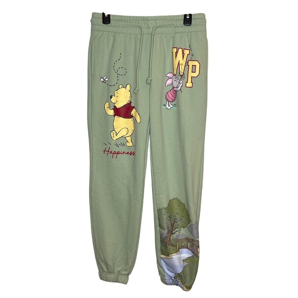 Disney Winnie the Pooh Sweatpants Small Sage Green Graphic‎ Cozy Lounge